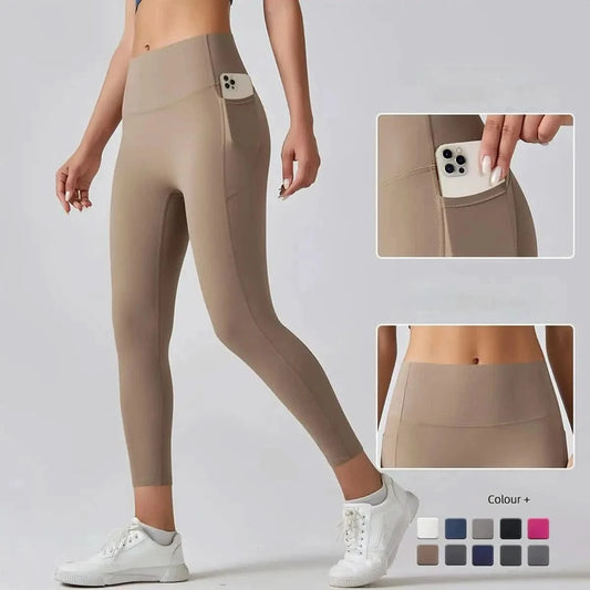 High Waist Yoga Leggings with Pockets - Tummy Control, Fitness & Sport Ready - MERRIAActivewearMERRIA