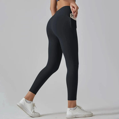 High Waist Yoga Leggings with Pockets - Tummy Control, Fitness & Sport Ready - MERRIAActivewearMERRIA