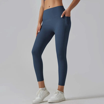 High Waist Yoga Leggings with Pockets - Tummy Control, Fitness & Sport Ready - MERRIAActivewearMERRIA