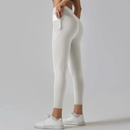 High Waist Yoga Leggings with Pockets - Tummy Control, Fitness & Sport Ready - MERRIAActivewearMERRIA