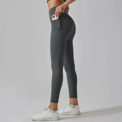 High Waist Yoga Leggings with Pockets - Tummy Control, Fitness & Sport Ready - MERRIAActivewearMERRIA