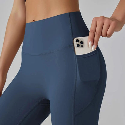 High Waist Yoga Leggings with Pockets - Tummy Control, Fitness & Sport Ready - MERRIAActivewearMERRIA