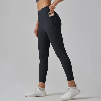 High Waist Yoga Leggings with Pockets - Tummy Control, Fitness & Sport Ready - MERRIAActivewearMERRIA