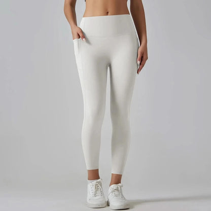 High Waist Yoga Leggings with Pockets - Tummy Control, Fitness & Sport Ready - MERRIAActivewearMERRIA