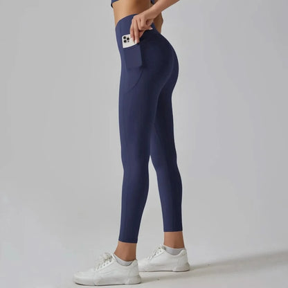 High Waist Yoga Leggings with Pockets - Tummy Control, Fitness & Sport Ready - MERRIAActivewearMERRIA