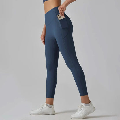 High Waist Yoga Leggings with Pockets - Tummy Control, Fitness & Sport Ready - MERRIAActivewearMERRIA