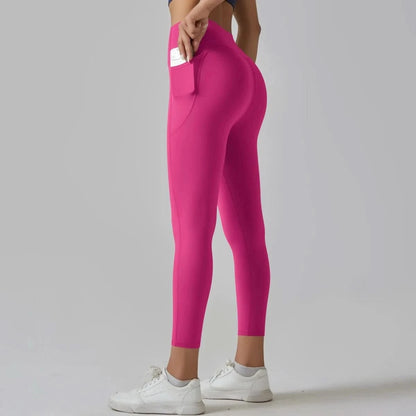 High Waist Yoga Leggings with Pockets - Tummy Control, Fitness & Sport Ready - MERRIAActivewearMERRIA