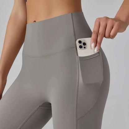 High Waist Yoga Leggings with Pockets - Tummy Control, Fitness & Sport Ready - MERRIAActivewearMERRIA