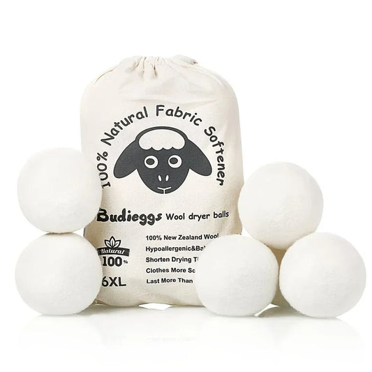 Wool Dryer Balls - New Zealand Wool 6 - Pack - 3" XL Premium Natural Fabric Softener Wool Balls For Dryer Laundry Balls For Dryer - MERRIAMERRIA