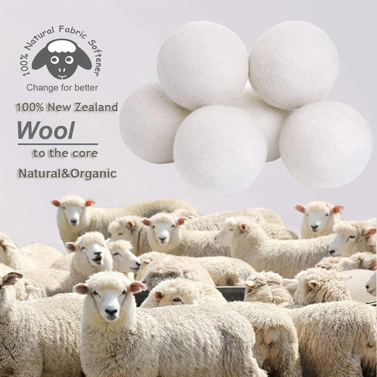 Wool Dryer Balls - New Zealand Wool 6 - Pack - 3" XL Premium Natural Fabric Softener Wool Balls For Dryer Laundry Balls For Dryer - MERRIAMERRIA
