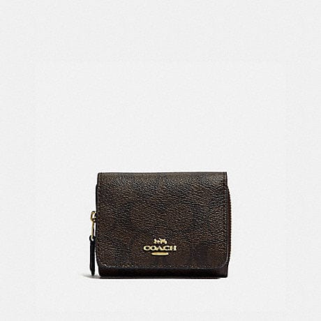 Coach Small Trifold Wallet In Signature Canvas