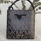 Michael Kors Suri Brown Black Signature Medium Bucket Messenger Bag 3D Floating Graphic Logo MK