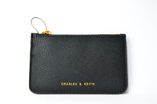 Charles & Keith Top Zip Card Holder - Black