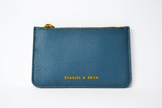 Charles & Keith Top Zip Card Holder - Ocean