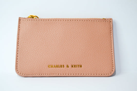 Charles & Keith Top Zip Card Holder - Nude