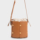 Charles & Keith Studded Drawstring Bucket Bag - Cognac