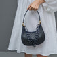 Charles & Keith Acrylic Chain Handle Hobo Bag - Navy