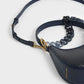Charles & Keith Acrylic Chain Handle Hobo Bag - Navy