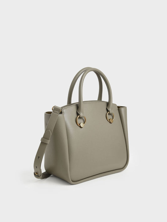 Charles & Keith Ring Detail Large Hobo Bag - Taupe