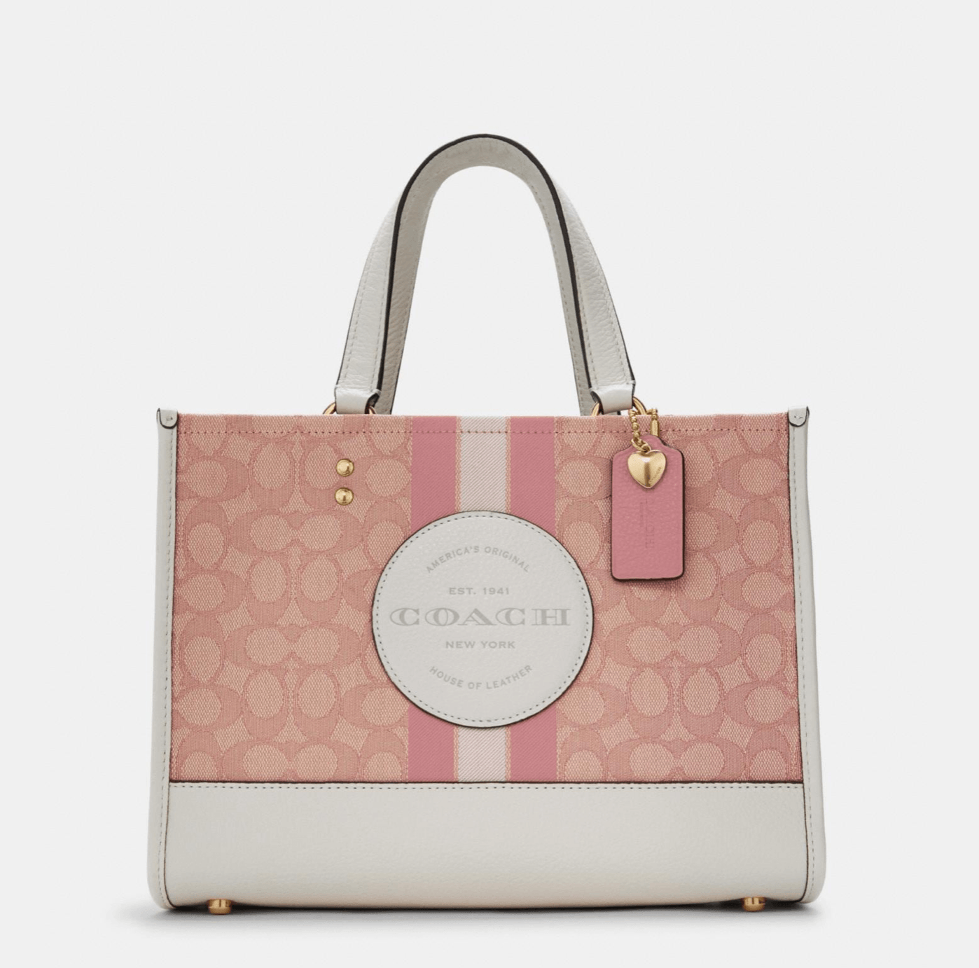 Coach Dempsey Carryall In Signature Jacquard With Coach Patch And Heart Charm