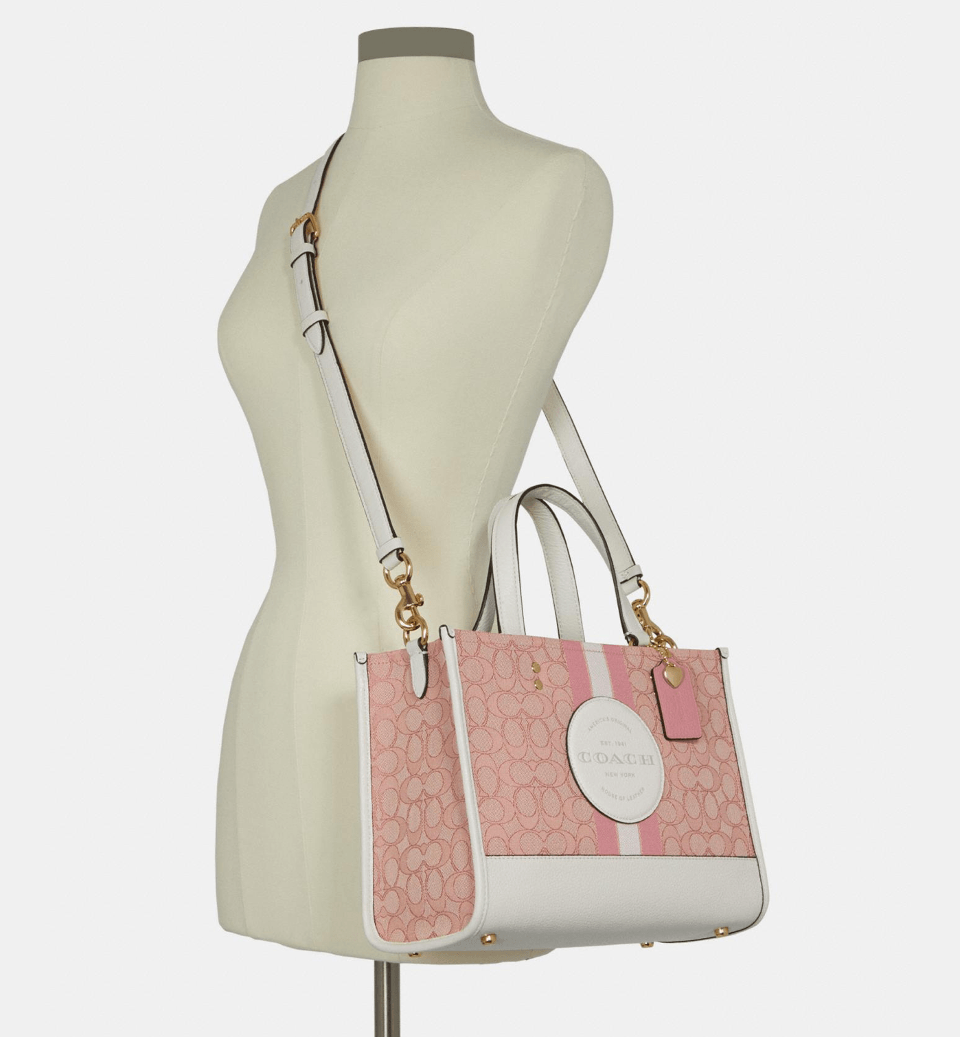 Coach Dempsey Carryall In Signature Jacquard With Coach Patch And Heart Charm
