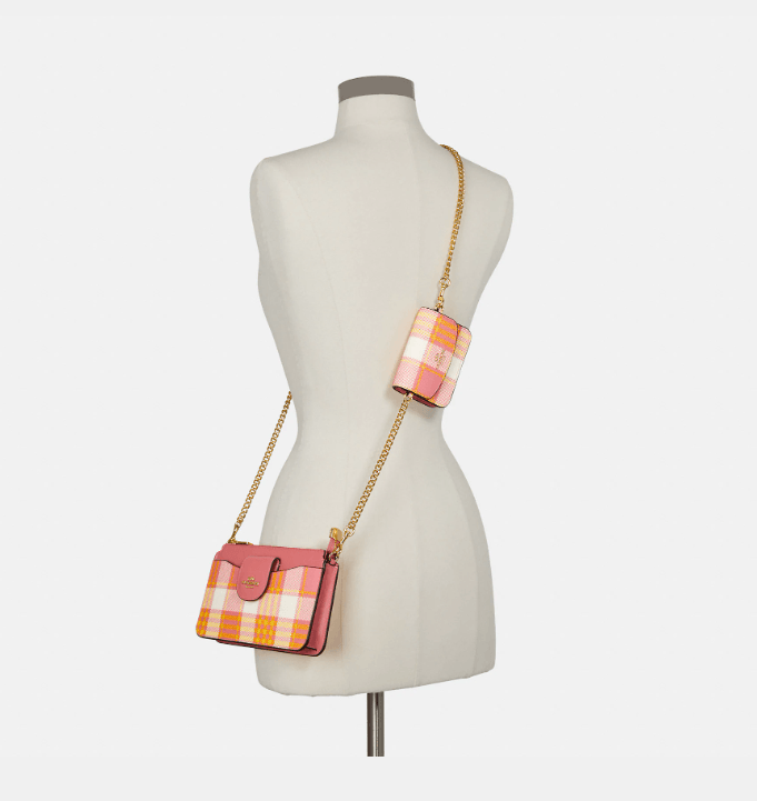 Coach Poppy Crossbody With Card Case With Garden Plaid Print