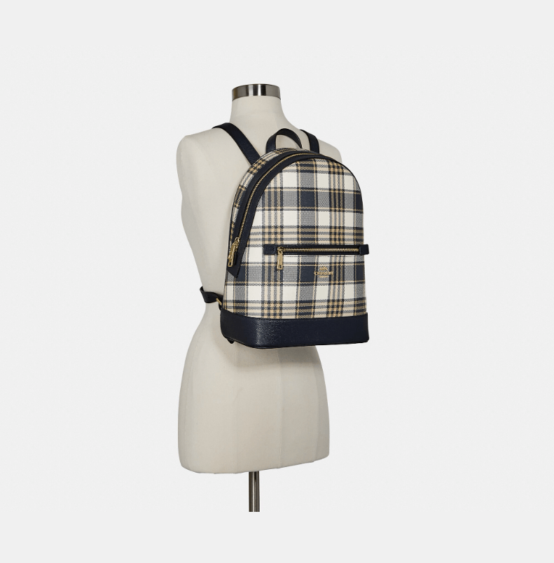 Coach Kenley Backpack With Garden Plaid Print