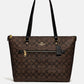 Coach Gallery Tote In Signature Canvas (Dark Brown)