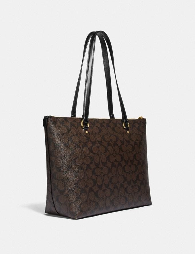 Coach Gallery Tote In Signature Canvas (Dark Brown)