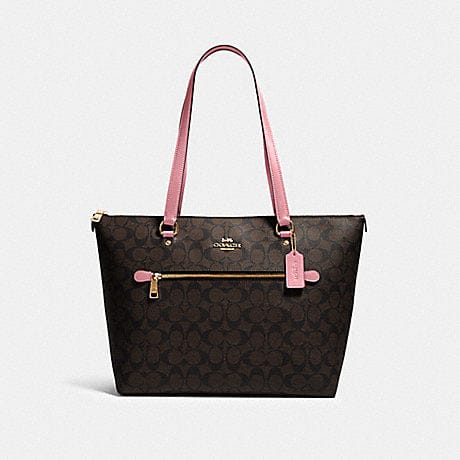 Coach Gallery Tote In Signature Canvas Shell Pink