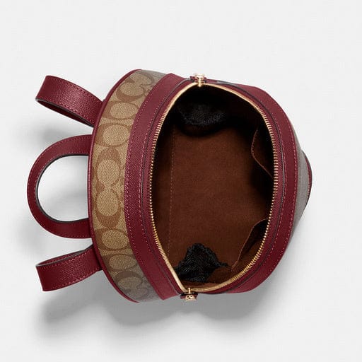 Coach Kenley Backpack In Signature Canvas (Khaki/Cherry)