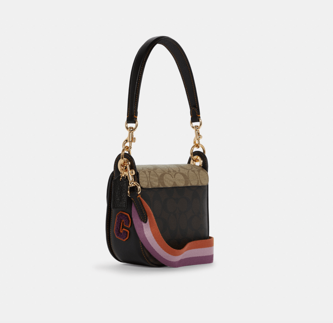 Coach Kleo Shoulder Bag 17 In Colorblock Signature Canvas With Disco Patches