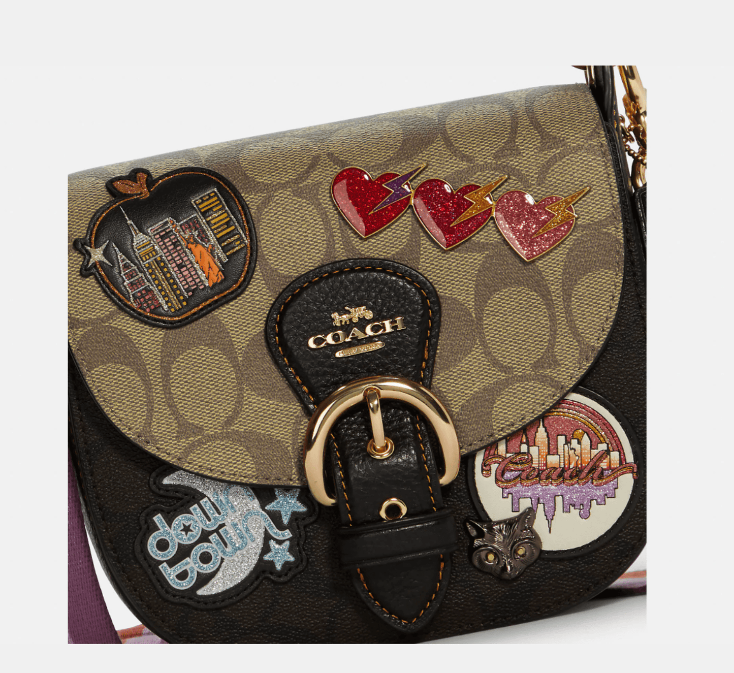 Coach Kleo Shoulder Bag 17 In Colorblock Signature Canvas With Disco Patches