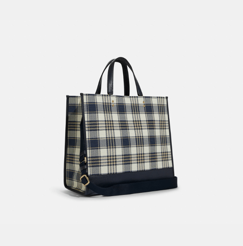 Coach Dempsey Tote 40 With Garden Plaid Print And Coach Patch