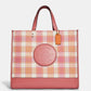 Coach Dempsey Tote 40 With Garden Plaid Print And Coach Patch