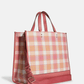 Coach Dempsey Tote 40 With Garden Plaid Print And Coach Patch