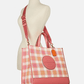 Coach Dempsey Tote 40 With Garden Plaid Print And Coach Patch