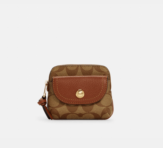 Coach Pennie Card Case In Signature Canvas (IM/Khaki)