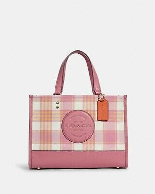 Coach Dempsey Carryall With Garden Plaid Print And Coach Patch