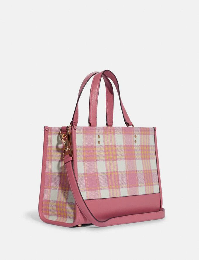 Coach Dempsey Carryall With Garden Plaid Print And Coach Patch