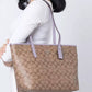 Coach Sig City Zip Tote Bag (SV/Khaki/Lilac)