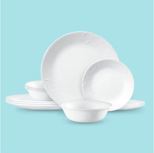 Corelle® Madeline Embossed, 12 Piece, White, Dinnerware Set