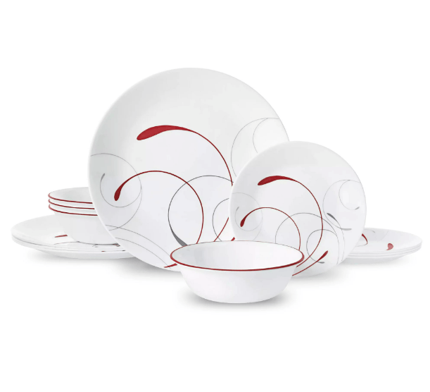 Corelle® Splendor, White and Red, 12 Piece, Dinnerware Set