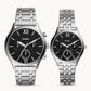 Fossil His and Her Fenmore Midsize Multifunction Stainless Steel Watch Gift Set