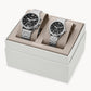 Fossil His and Her Fenmore Midsize Multifunction Stainless Steel Watch Gift Set
