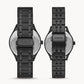Fossil His and Her Wylie Three-Hand Black Stainless Steel Watch Box Set