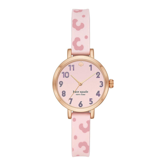 Kate Spade Pink/Rose Gold-Tone Slim Metro Rose-gold Silicone Women's KSW 1649 Watch
