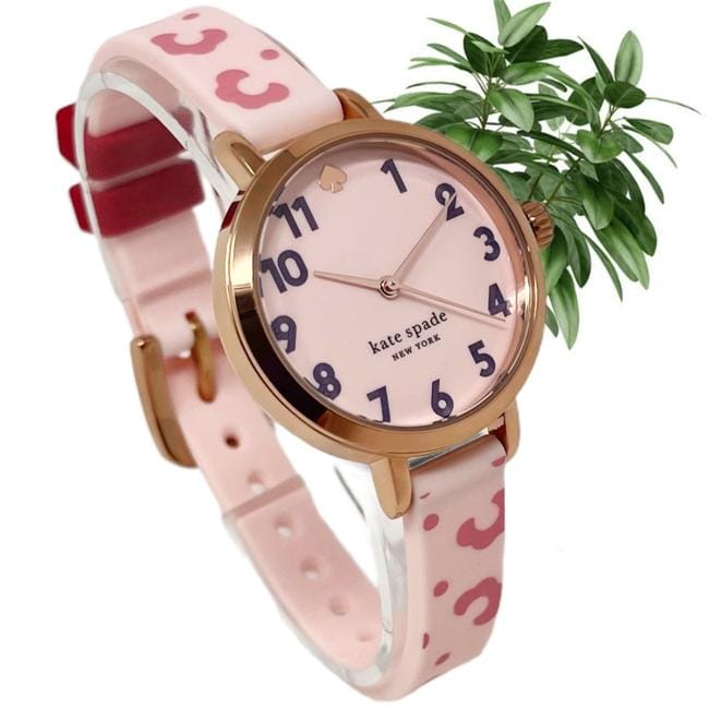 Kate Spade Pink/Rose Gold-Tone Slim Metro Rose-gold Silicone Women's KSW 1649 Watch