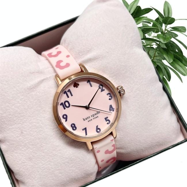 Kate Spade Pink/Rose Gold-Tone Slim Metro Rose-gold Silicone Women's KSW 1649 Watch