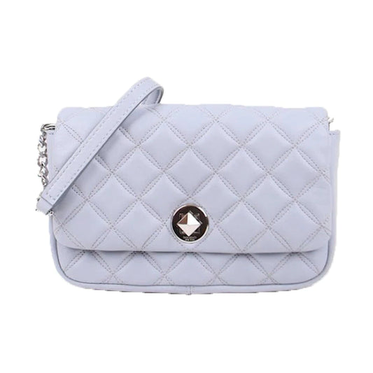 Kate Spade Natalia Quilted Turnlock Flap Crossbody Bag In Brushed Steel